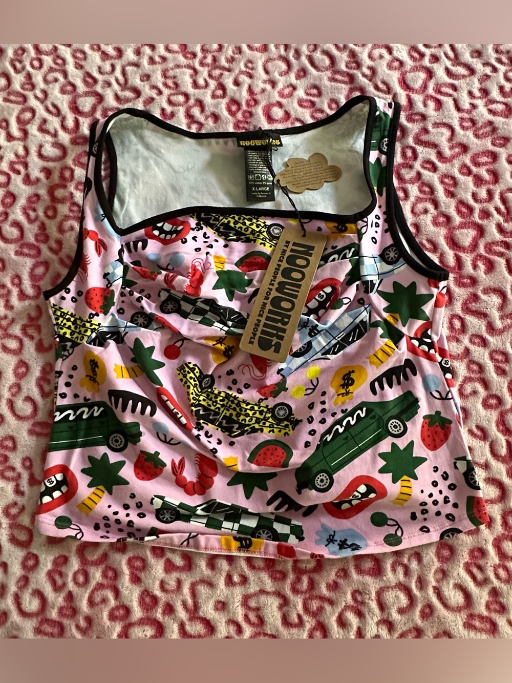 Roll Out Print Fiona Tank Top Nooworks XL NWT Cotton Retro Shirt